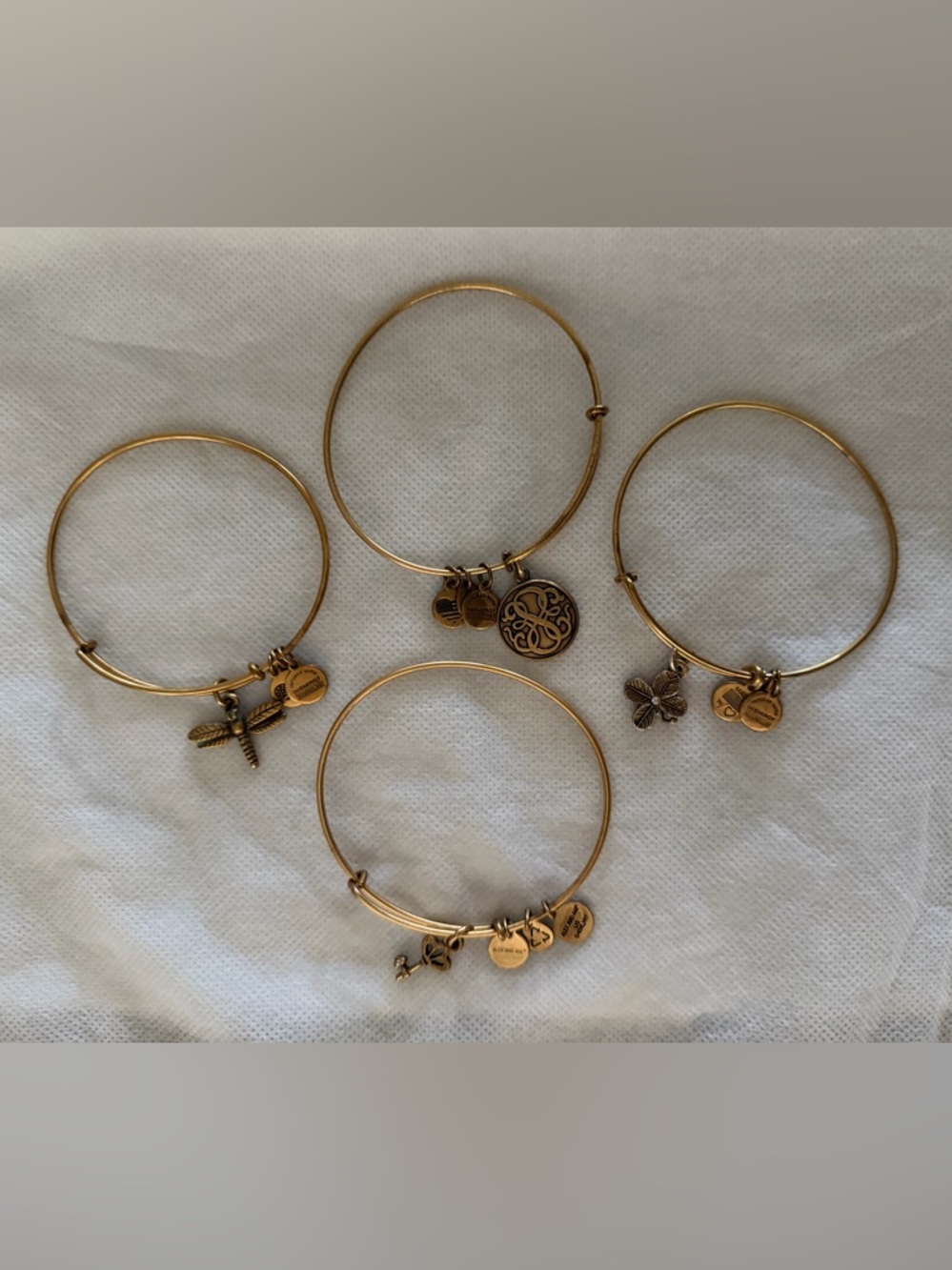 Alex and Ani Gold Charm Bangle Bracelets - Set of Four